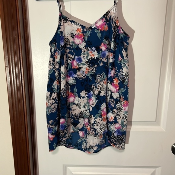 Promod Camisole Lingerie Style Y2K Size 8 Satin Lace Blue Floral EURO 40​​​​ - Picture 5 of 8